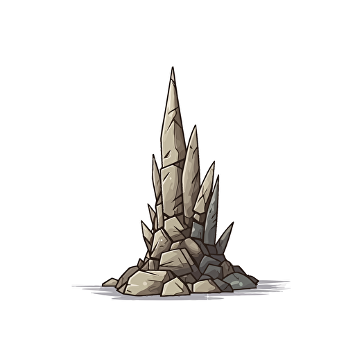 stone spike, 2d, rock spike, vector art, simple colors, on white background