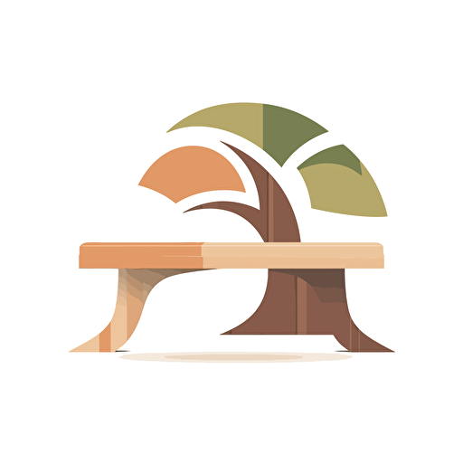 A two-dimensional logo, minimalistic and designed, A simple color, from which you understand that the business sells simple wooden furniture such as benches and tables. Natural wood, solid wood. illustration vector