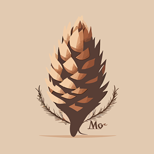 create a minimilist vector logo that looks like and ampersand using a pine cone