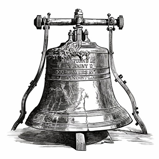 The Liberty Bell, detailed pen and ink drawing, vector image