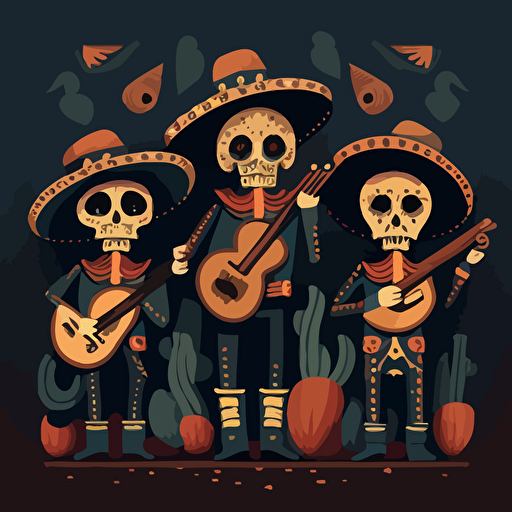 flat vector illustration of a Día de los Muertos banditos