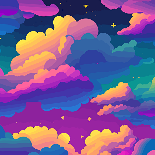 SEAMLESS PATTERN VECTOR STYLE, PURPLE, YELLOW AND BLUE SKY