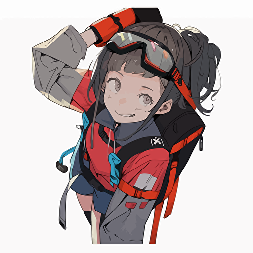 SMILING climbing girl 12 year old with no backpack in the style of Akihiko Yoshida, make a logo vector