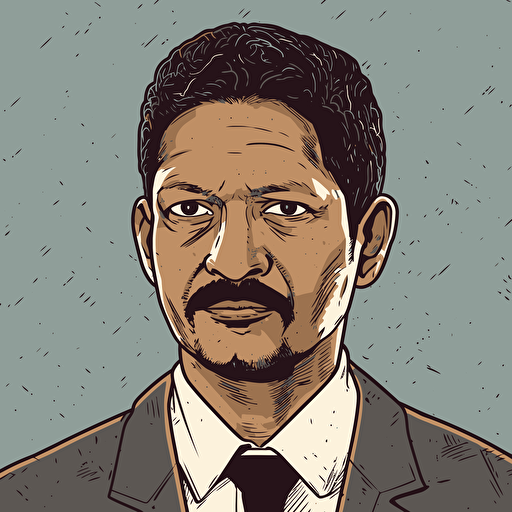 vector art style 42 year old Indian tech executive in the style of Micheal Parks