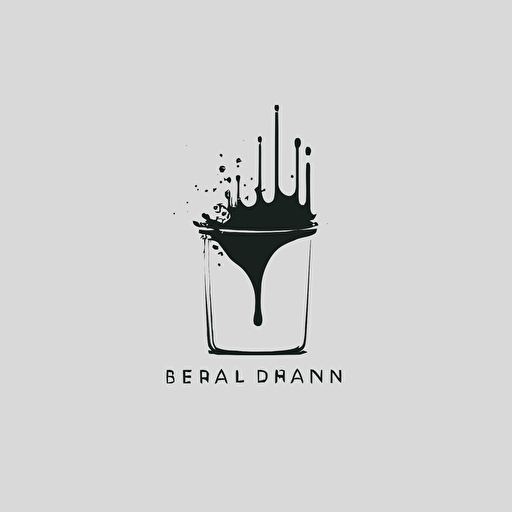 logo design that incorporates a beaker and a paint brush. Minimalistic vector design 2d