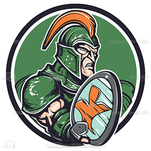 rugby vector logo, saracen warrior holding rugby ball with scimitar, primary color green