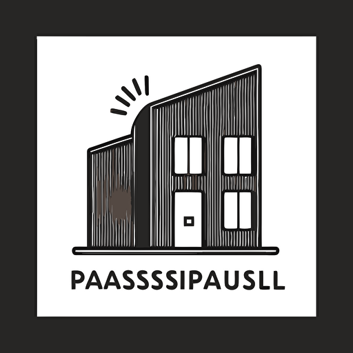passivhausbau, icon, simple, logo technique, comic vector illustration style, flat design, minimalist icon, flat, adobe illustrator, black and white, white background