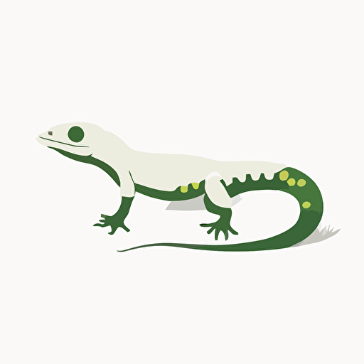 a flat minimal vector logo of a green geko, white background, stlye by Rob Janoff