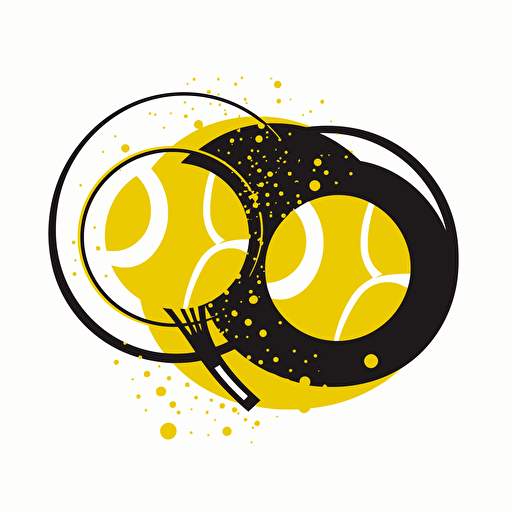 tennis ball logo with two tennis rackets in the background. white background. vector