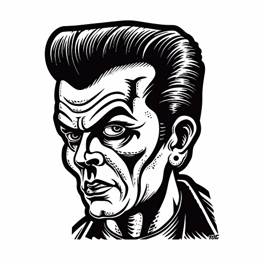 Psychobilly,Horror, Sticker, 80s horror comic art, Vector,