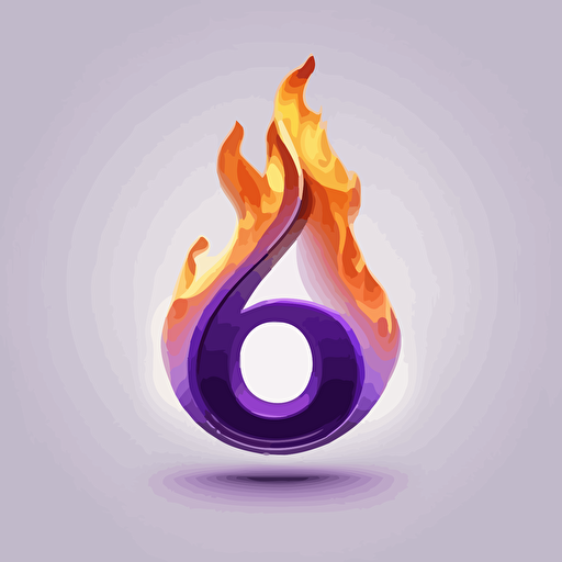 minimalist icon, number 8 flames, white background, purple, vector, no shadows