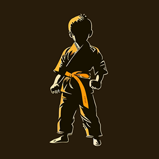 karate pose black child logo long belt vector minimalistic 10 colours