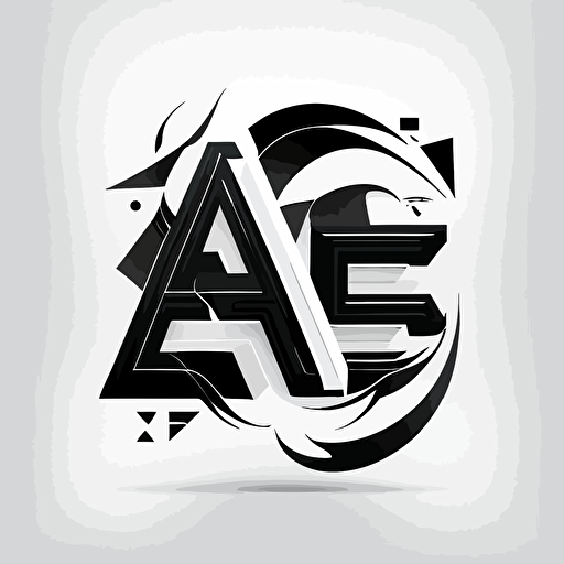 create, and stylized logo with a black vector, and a white background of the letters A E .