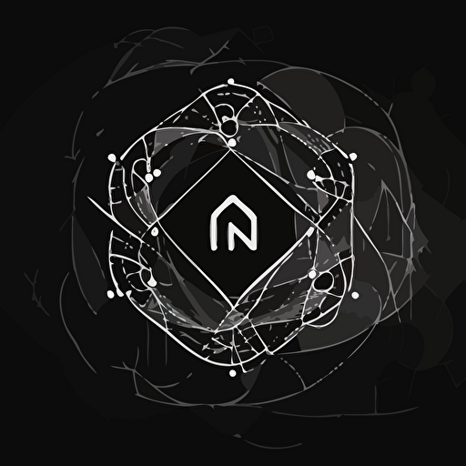 a logo in black and white for a personal blockchain named inotum, innovative vector style