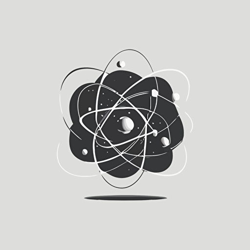 atom logo, vector, minimalistic, gravity, space, cartoon, drawing, simple
