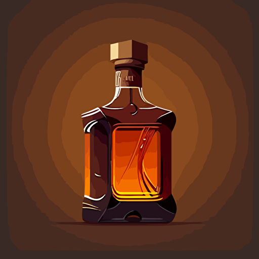 minimalism, vector art design, clean background, whiskey bottle