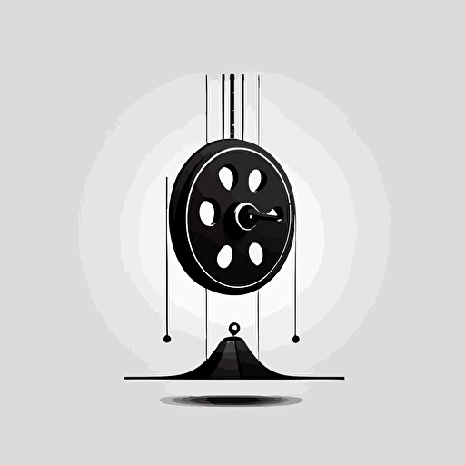 minimal logo of a pulley, black color, white background, vector