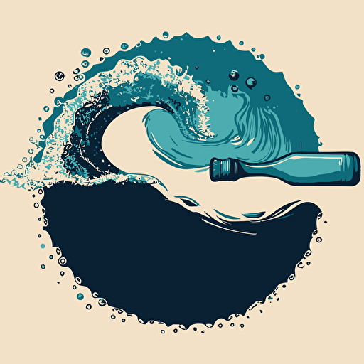 a vector image showing an ocean of water pouring onto a bottle cap versus the opposite