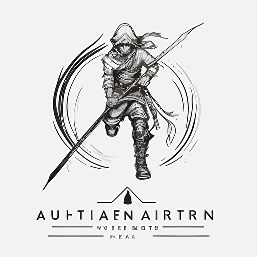 line drawing logo, design agency, little warrior, minimalistic, white background, Vector