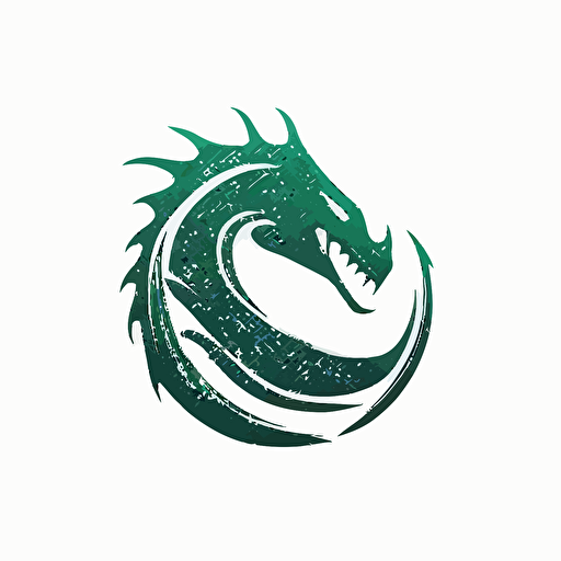 Minimalist iconic logo of sea serpent, emerald vector, on white background,