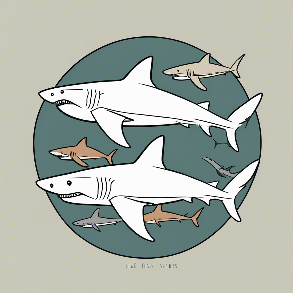 a family of sharks, illustration in the style of Matt Blease, illustration, flat, simple, vector
