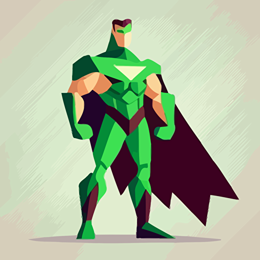 simple vector illustration of environmental superhero, in the superhero style costume, green colors, minimum details flat design, use Tatar ethno pattern