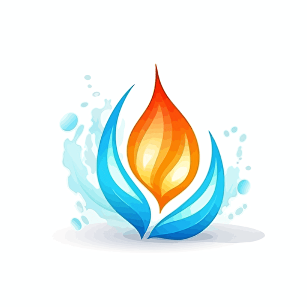 ein einfaches logo in form wassertropfen als flamme und blatt auf weißem hintergrund, vector, mit einfachen farbverlauf