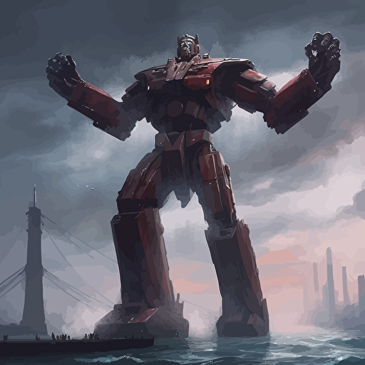 a giant robot in the famous Titanic pose