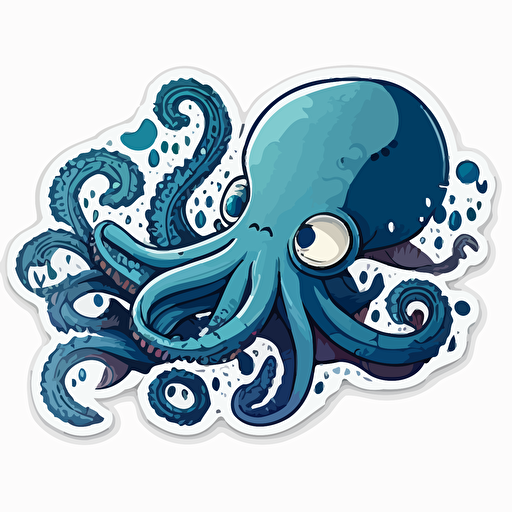 vector sticker blue octopus