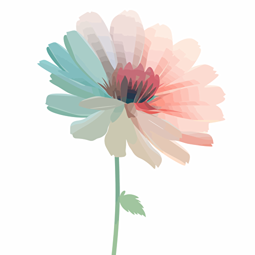 a single flower with no stem, use pastel colors only, 2d clipart vector, minimalistic , hd, white background