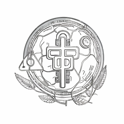 a simple sketch of a medical crypto currency on white background, logo, vector
