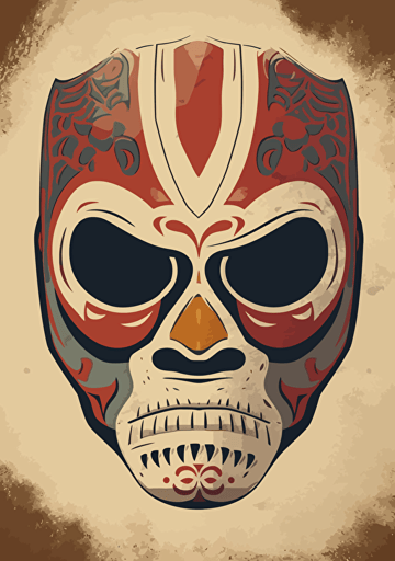 a mexican style vector of a colorful mask with sunrays, in the style of ravi zupa, light beige and red, jack kirby, cody ellingham, gritty textures, explosive pigmentation, octane render