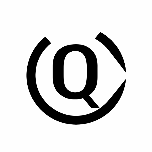 geometric iconic logo of letter 'Q' for Quotela , black vector on white background