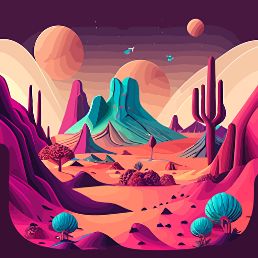 vector illustration of an alien landscape