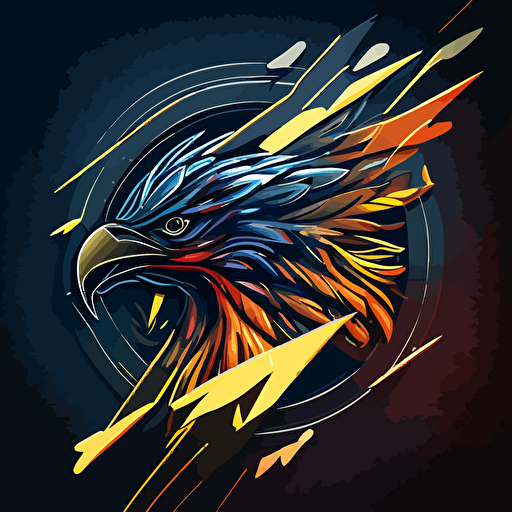 A_coin_emblem_logo_for_a_Thunderbird in an action pose:: Storm in the background, code style, color, vector