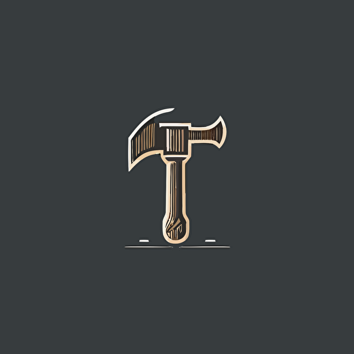 minimal line logo of a carpenter hammer, vector