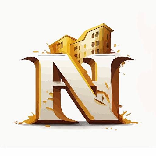 letter N , home construction logo, corporate logo, on white background, fat vector