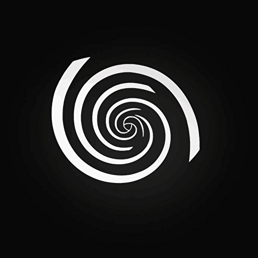 simple, sharp, modern, iconic logo of spiral L, white vector, on black background