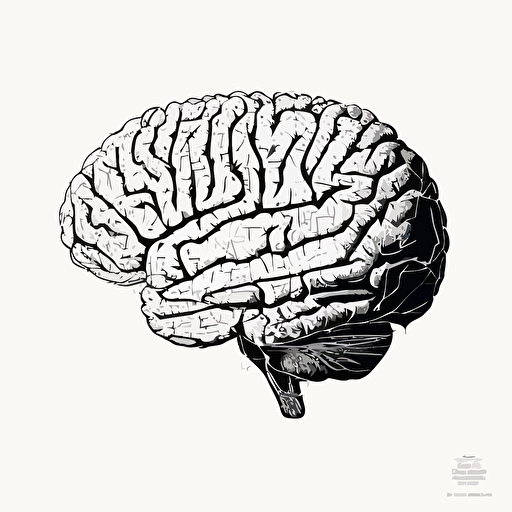 simple Vector line-drawing of a brain, top-down, linedrawing, black & white