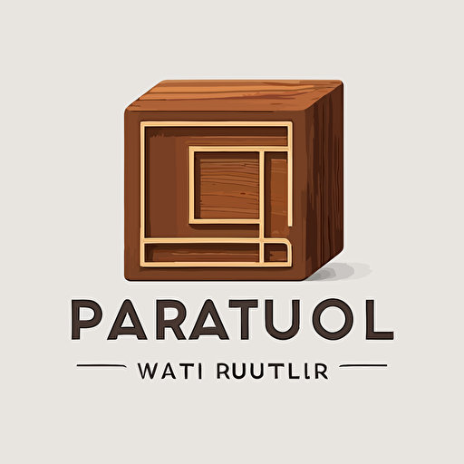 modern logo for furniture workshop, name "wood in a square", square, bauhaus, Paul Rand, Artemy Lebedev, extremely detailed, Studio Ghibli style, minimalistic, professional design, adobe illustrator, vector, no shadows, on transparent background