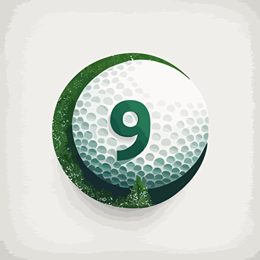 vector logo style golf course golf ball number 9 minimalist