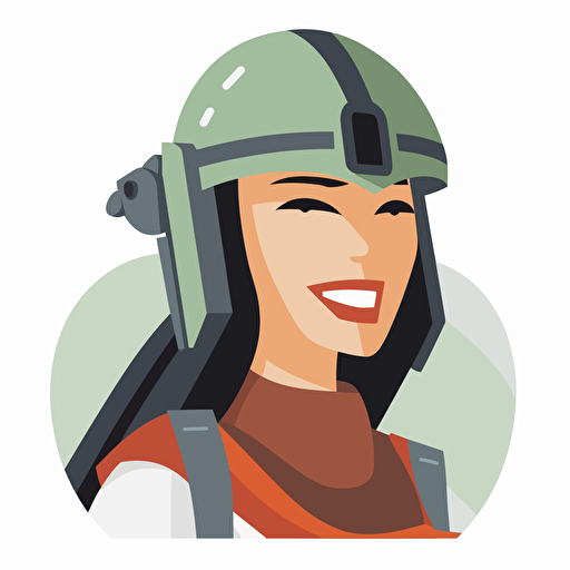 A beautiful female stormtrooper, goofy looking, smiling, minimalistic, flat light, white background, vector art , pixar style