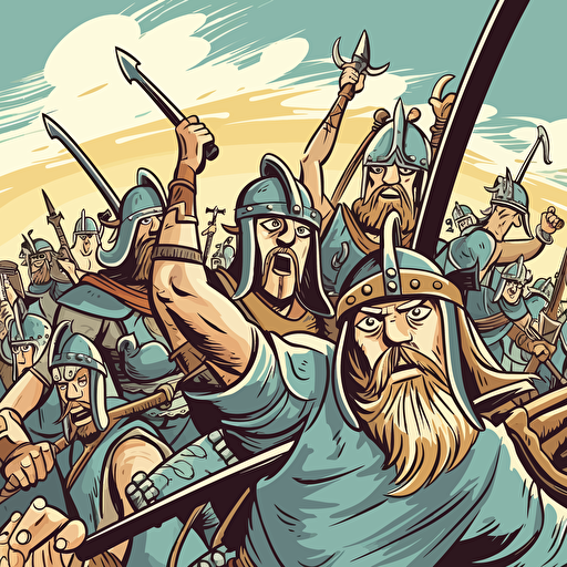 gopro selfie of vikings in battle, vector