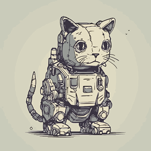 cute kitten robot mech vector minimal style highly detailed