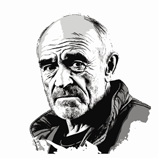 Simple vector black and white drawing of Lalo Salamanca