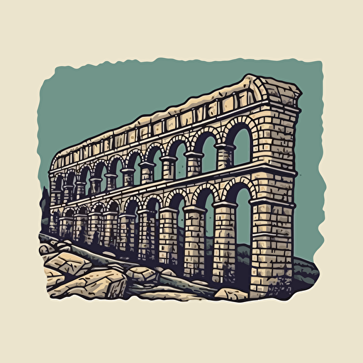 Aqueduct of Segovia illustration style, Minimalistic, Simple, illustration, vector, Sticker