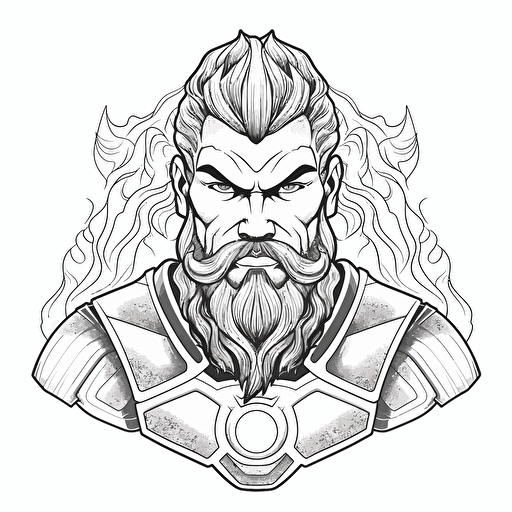 a water inspired ancient clever superhero bust, digital illustration, minimalism, concept art, vector draw, black and white, coloring page, outline only, powefull