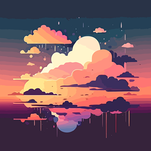 gradient sky, dusk, clouds, simple vector illustration
