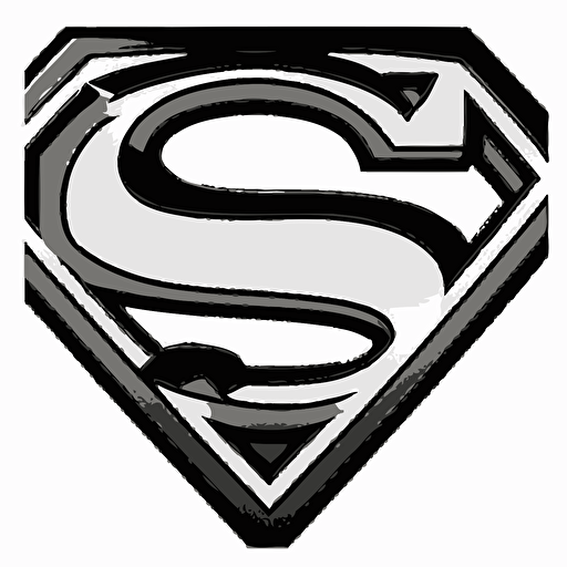 superman logo outline, black, simple, vector, white background