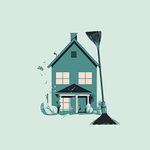 typical house cleaning logo, 2d vector art, minimalist